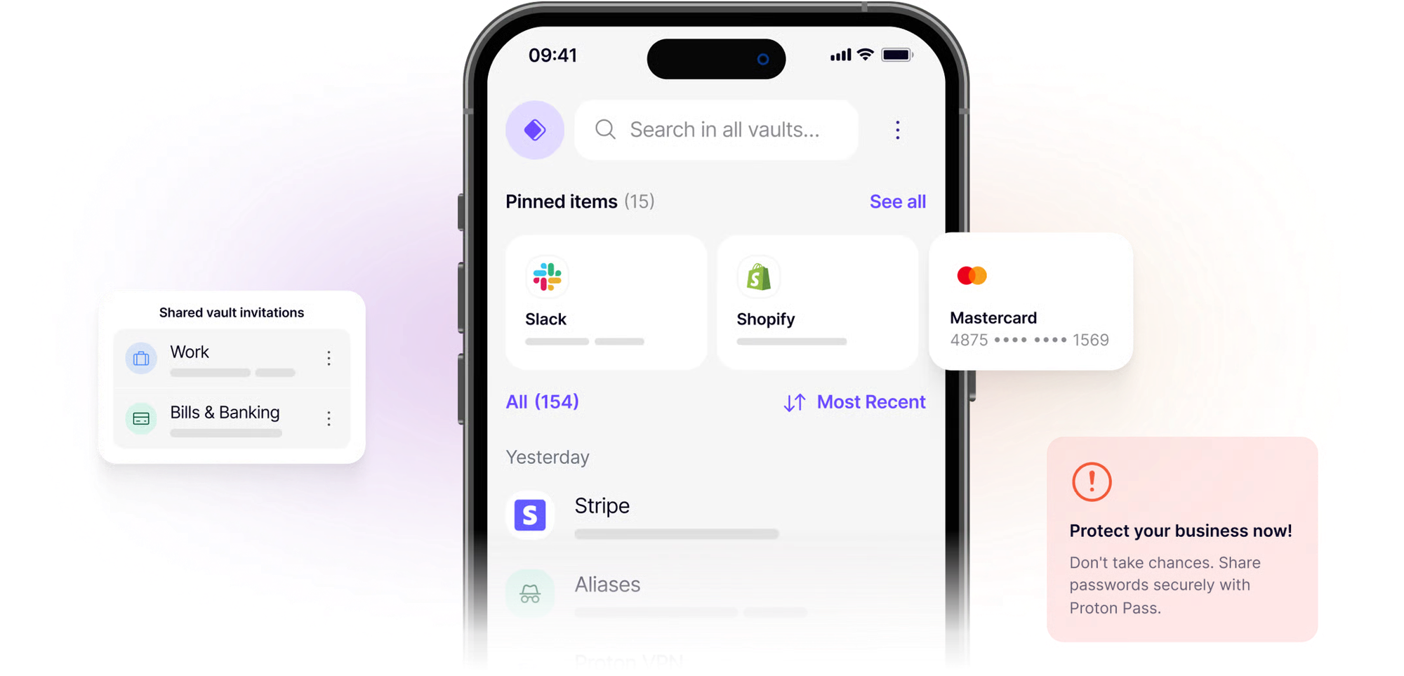 A marketing screenshot of Proton Pass